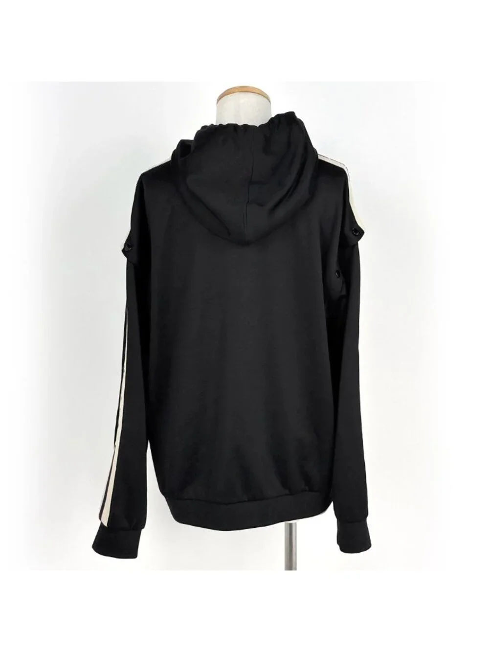 Gucci Technical Jersey Pullover Hoodie 2-Way Top Polyester Cotton Black